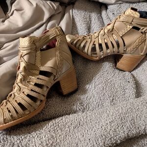 Freebird by Steven ~ Wazee, Beige Strappy Ankle Booties